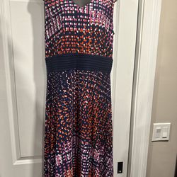 Vibrant Confetti Print V-Neck Dress