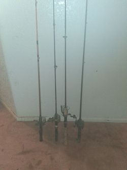 Lot of 4 Fishing Rod and Reel Combos