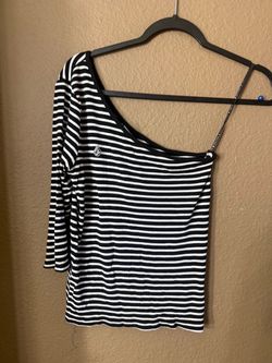 Volcom Striped One-Shoulder Ribbed Top