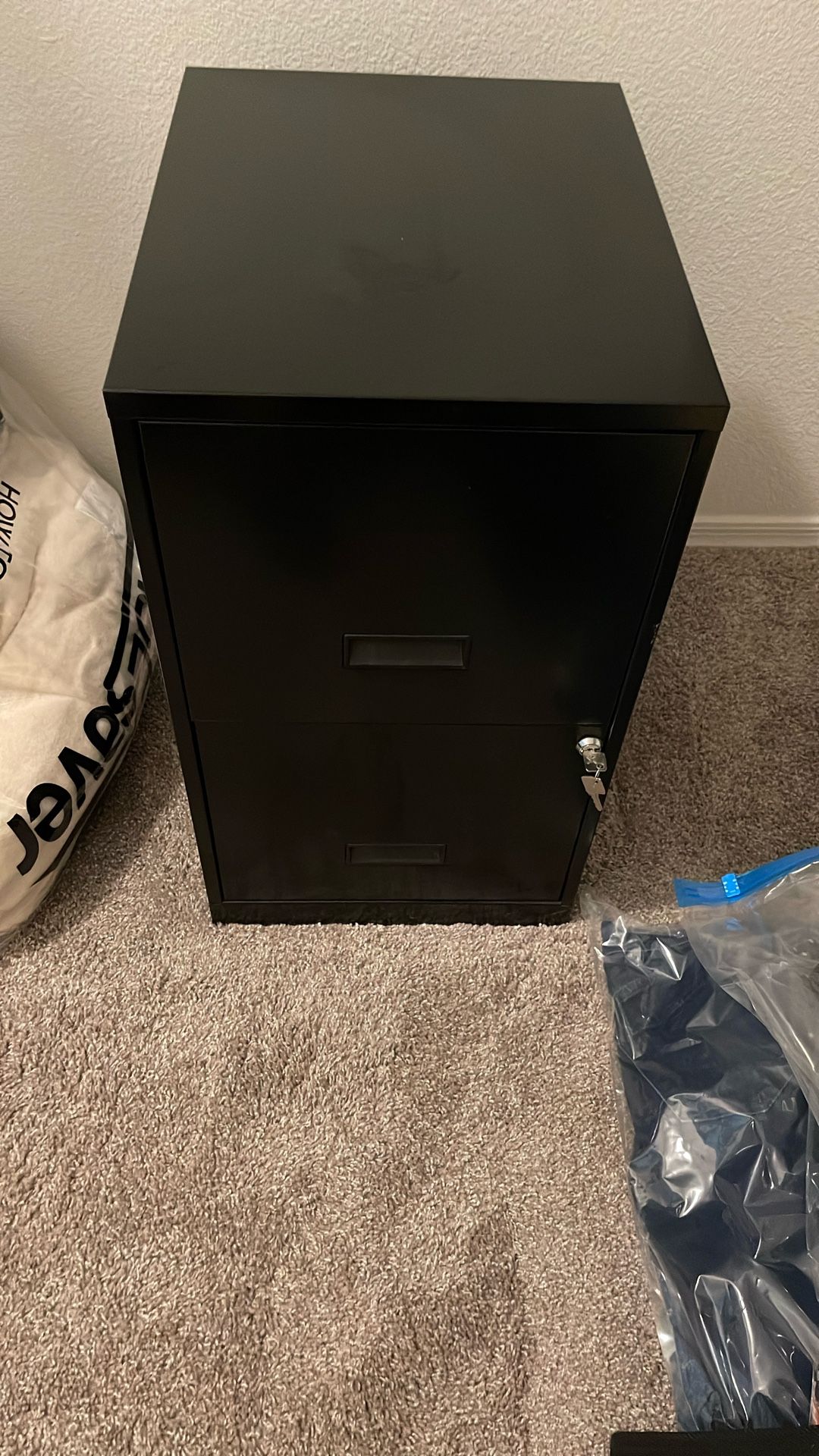 Two Drawer Black Filing Cabinet