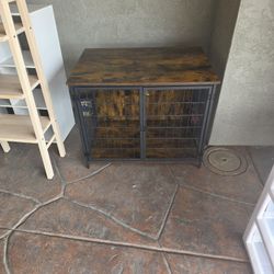 Rustic Wood & Metal Dog Kennel / Console