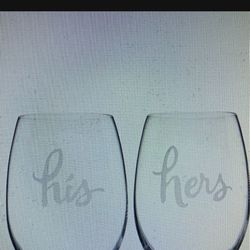 Brand New Kate Spade His & Her Stemless Wine Glasses