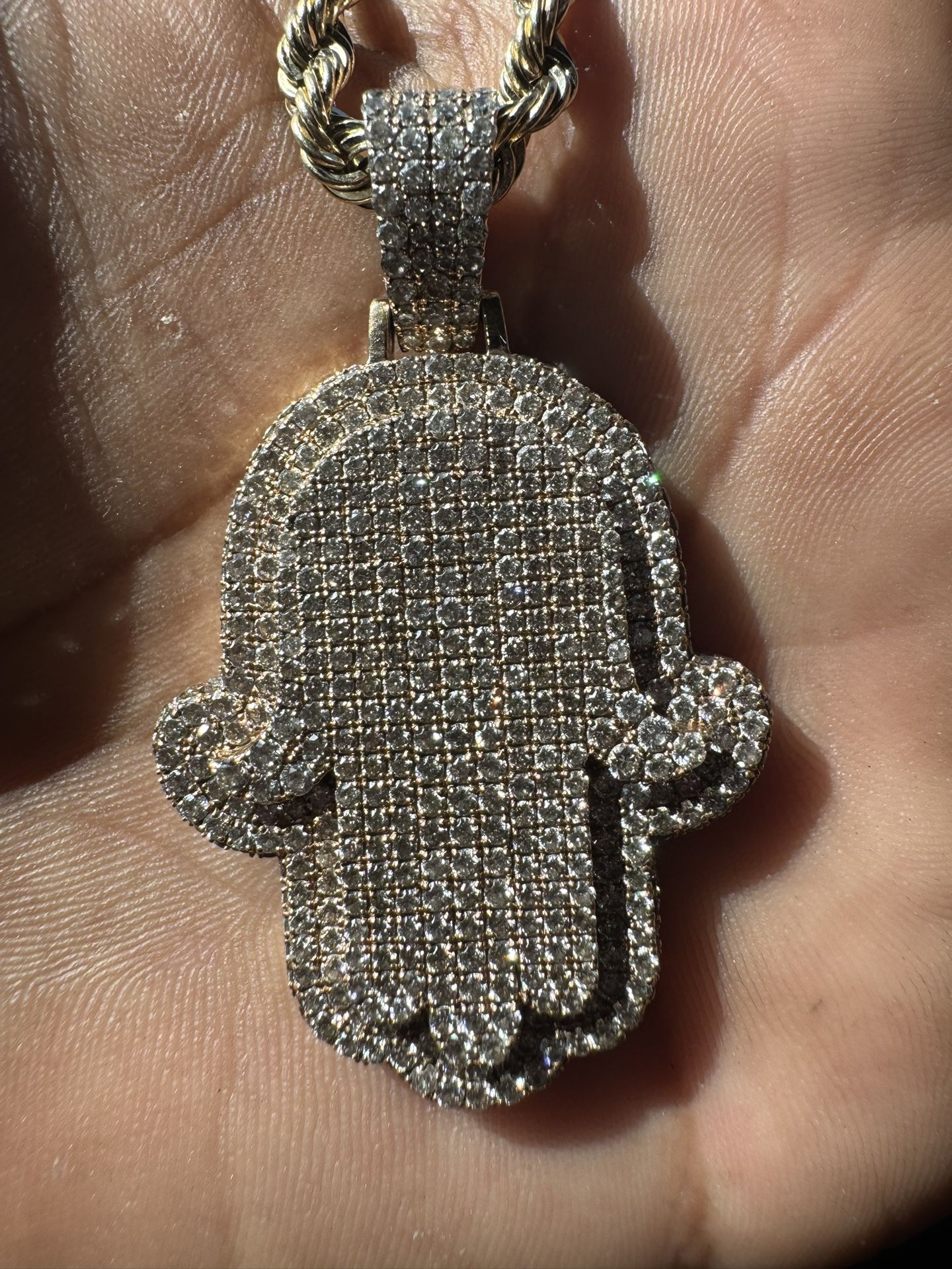 Gold Diamond Hamza hand pendant