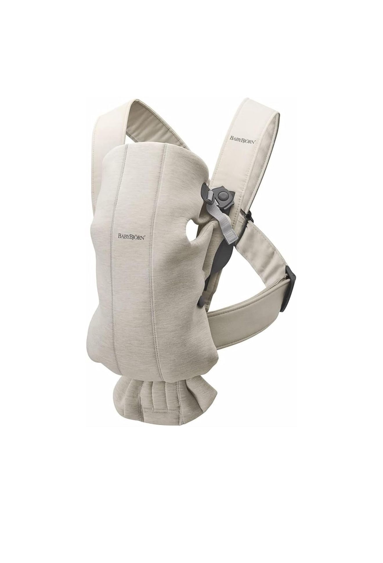 BabyBjörn Baby Carrier Mini, 3D Jersey, Light Beige | Newborn Carrier (7-25 lbs), Ergonomic, Easy-to-Use