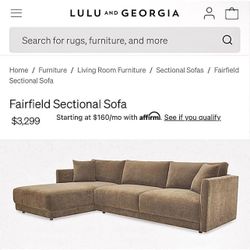 Free Delivery NEW IN-BOX Sectional Sofa, Durable Performance Fabric, Warm Camel Upholstery (Retail $3,299+tax)