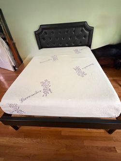 Full size bed frame set with new memory foam mattress included