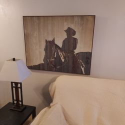 Large 33"×43" Canvas And Wood Painting 