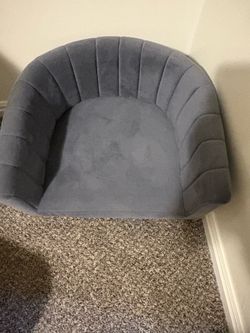 Modern Gray Channel Tufted Barrel Accent Chair with Gold Legs - Sleek & Comfortable Seating