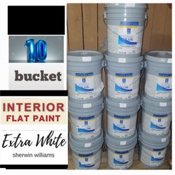 10 buckets/ interior extra white flat paint= 40 each cash only