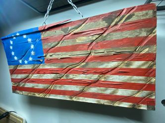 wooden flag with oroginal 13 colonies  star pattern