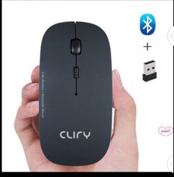 Cliry Bluetooth 3.0 + 2.4Ghz Wireless Dual Mode 2 In 1 Cordless Mouse 1600 DPI Ultra Ergonomic Portable Optical Mice