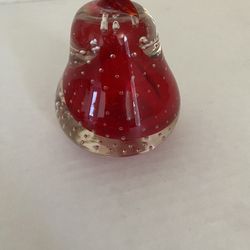 Vintage Glass Red Strawberry Paperweight