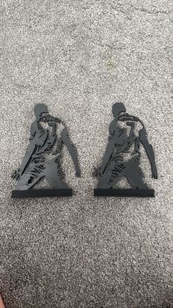Black Warrior Silhouette Bookends Set of 2