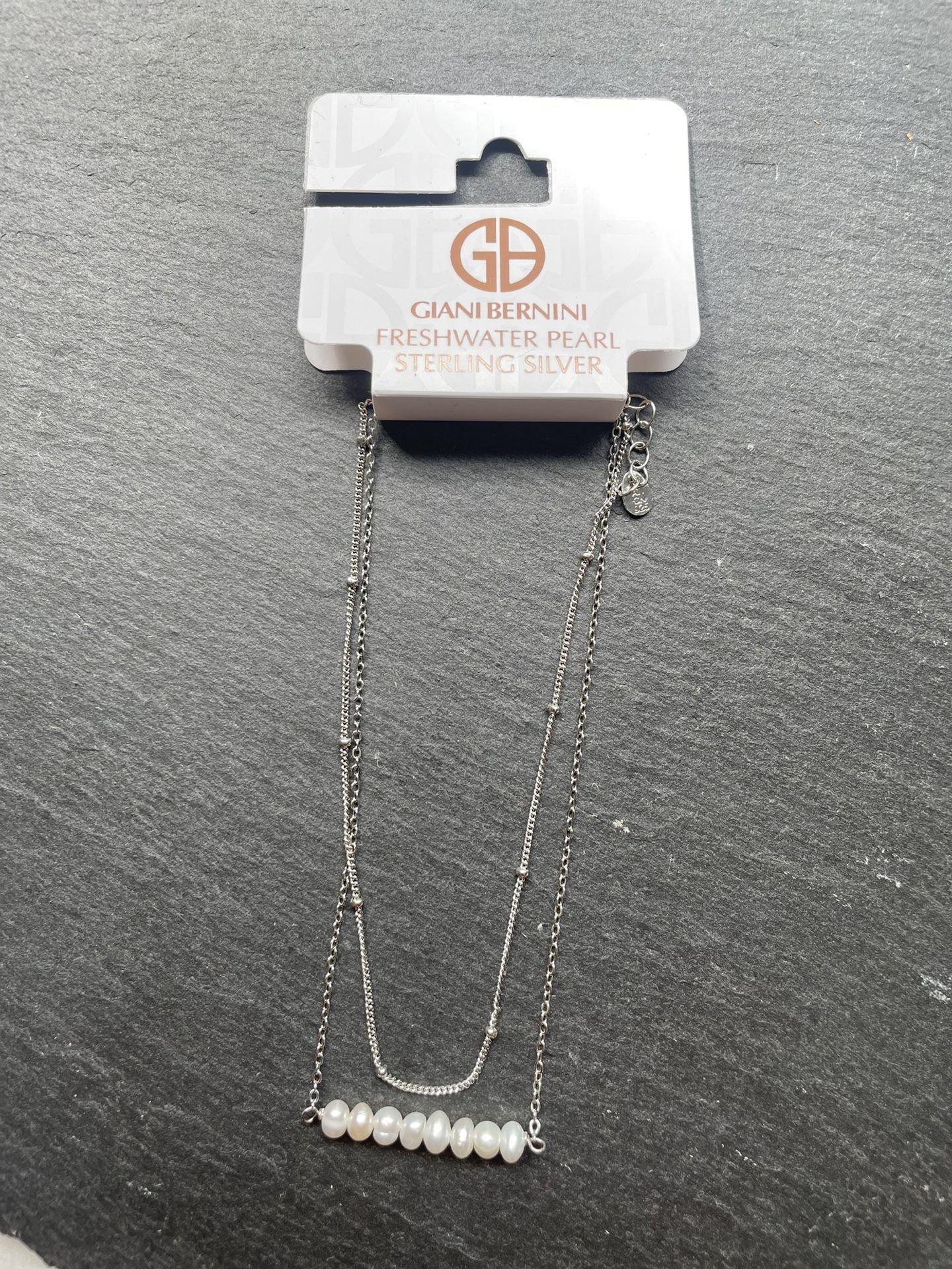 Bracelet / Anklet: Giani Bernini Sterling Silver 9-10" Double Chain With Pearls