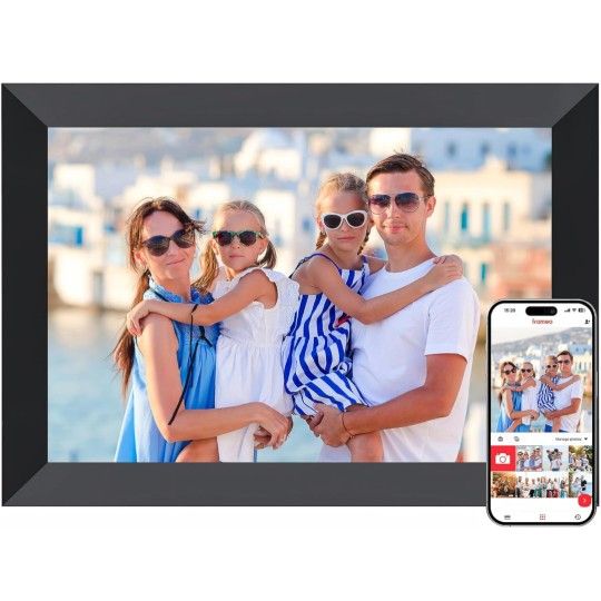 Frameo Digital Picture Frame, 10.1 Inch Smart WiFi Digital Photo Frame Electronic with 1280x800 HD IPS Touch Screen, Auto-Rotate, Wall Mountable, Shar