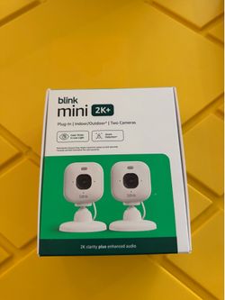 Blink Mini 2K+ Newest Model 2-Camera Kit White Plug-In Indoor Security Camera