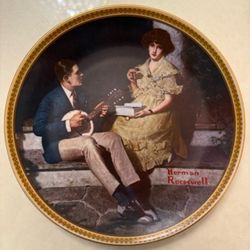 Vintage Edwin M Knowles Norman Rockwell Plate, “Pondering On The Porch” Rediscovered Women Limited Edition Plate Number 5982A