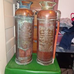 Two Early1900s Copper Fire Extinguisher 