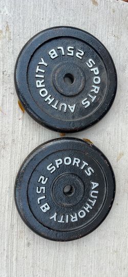 Pair Of Sports Authority 25 Pound Plates. Used but In Great Shape 1 Inch Holes.