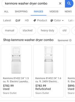 Kenmore washer and dryer combo