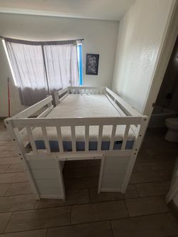 Twin toddler bed w frame white