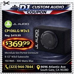 JL Audio CP106LG-W3v3 Micro Sub Ported Box 6.5" W3v3 Series Subwoofer 300 Watts 🚨 Payment Options Available 🚨 No Credit Needed 🚨 