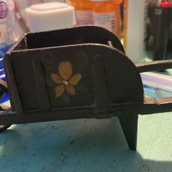 Antique Cast Iron Mini Wheelbarrow 