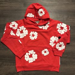 Red denim Tear Hoodie For Men 
