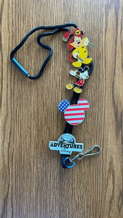 4 Disney Employee Exclusive Bolo Lanyard Mickey Head Flag Fireman