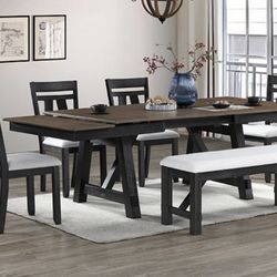 TWO TONED DINING TABLE WITH DUAL DRAW LEAF 