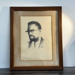 Vintage Signed Charcoal Portrait of Man in Glasses