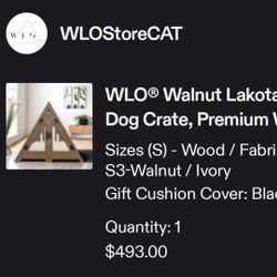 Modern Walnut Wood Dog Crate / Bed House – Gently Used