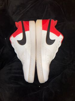White with red and black accent, Nikes
