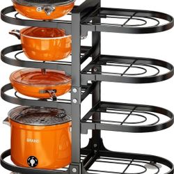 PXRACK Pots and Pans Organizer for Cabinet, 8 Tier Adjustable Pot and Pan Organizer Rack for Kitchen Under Cabinet Storage & Organization, Heavy Duty 