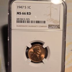 1947-S MS66 RD Wheat Cent 