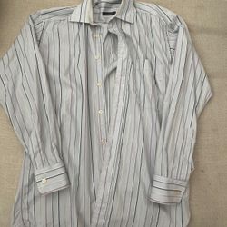 Burberry London Striped Button Up Shirt Mens Large Slim Fit Designer