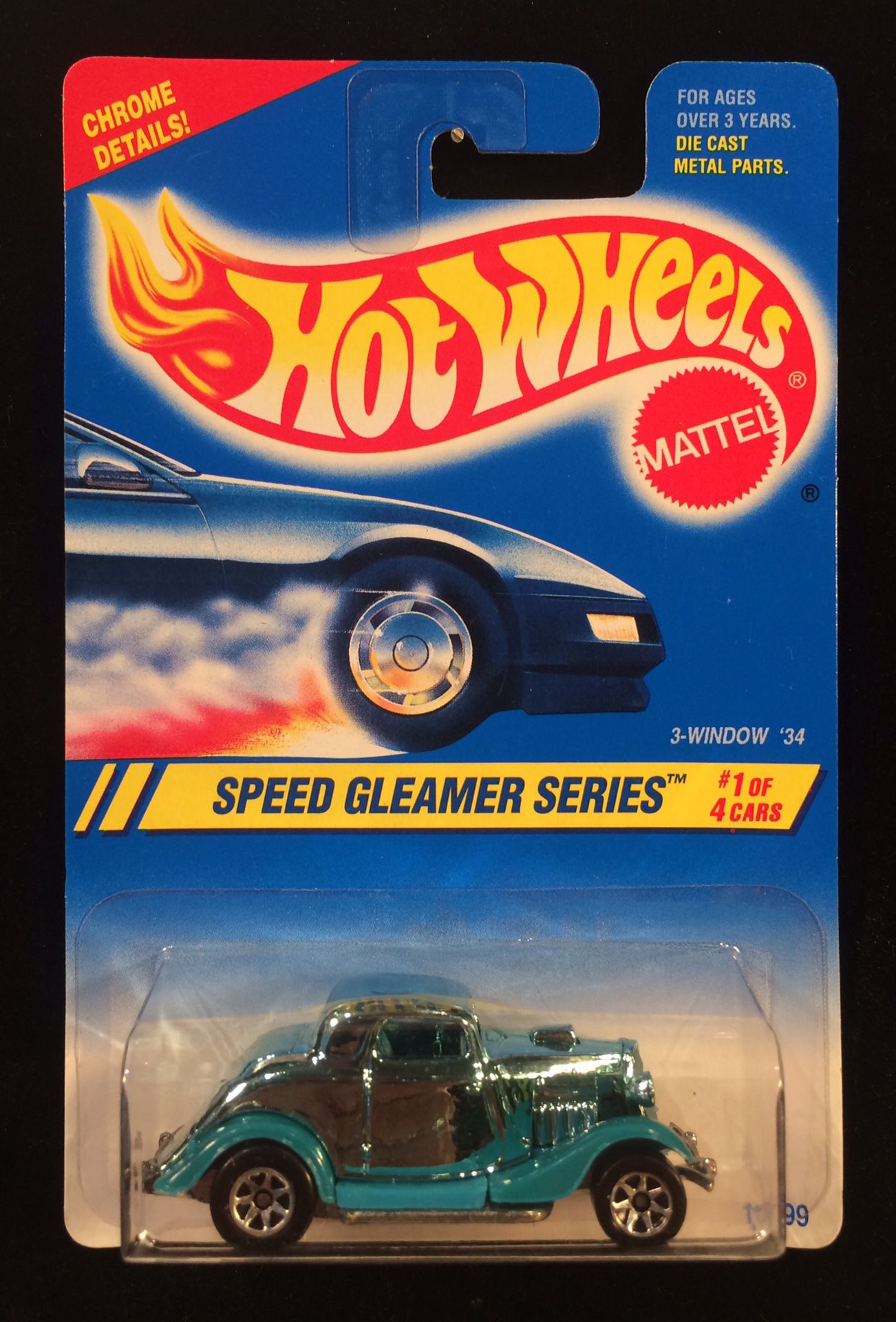 Hot Wheels Speed Gleamer Series 3-Window ‘34 Ford • Chrome Green • 7 Spoke Wheels