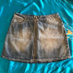 Goddess Denim Zip Down Skirt