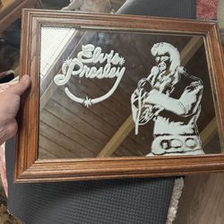 Vintage Etched Elvis Presley Mirror Framed 18.75” By 15” 