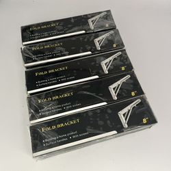 5 Pairs Foldable Shelf Brackets, 8", Stainless Steel,  Heavy Duty