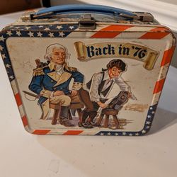 vintage Aladdin "Back in '76" metal lunch box 2 Thermos