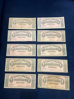Mexican currency (Chihuahua) 5 pesos 1914 ( 10 pieces )
