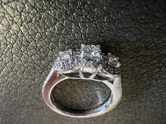 Three-stone 14KT White Gold Cast Diamond Engagement Ring
