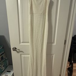 Off White Bedazzled Dress