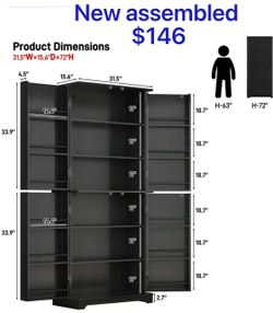 😀 Blotout 72" Tall Kitchen Pantry Cabinet w/ 12 Side Shelves, 6 Layers Modern Cabinet Wood Cupboard, 4 Wood Doors Storage Cabinet w/ Adjustable Shelv