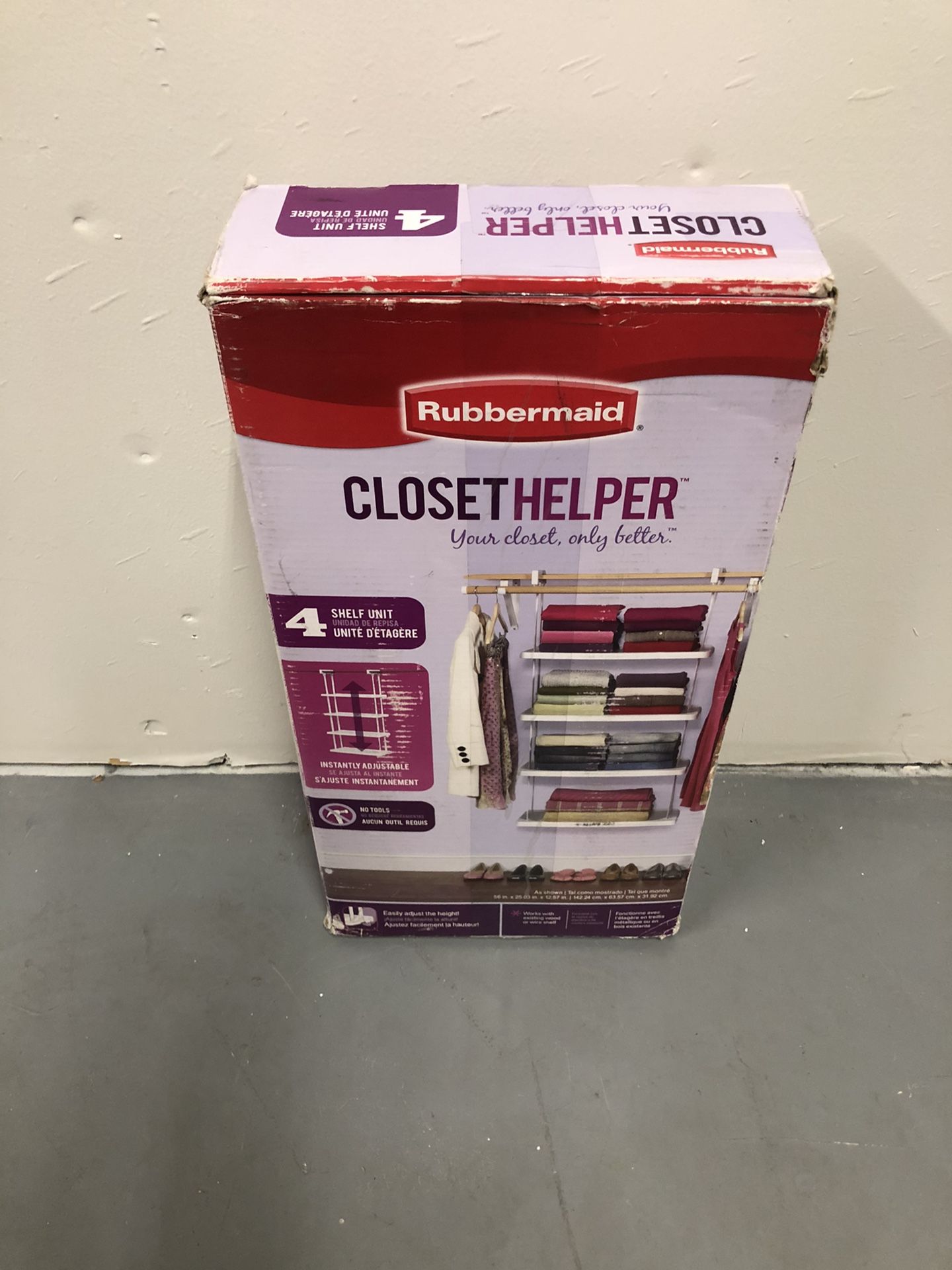 Rubbermaid 4 Shelf Closet Organizer Storage