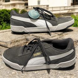 Puma Soft Foam Caracal Suede Sneaker Size Men’s 12 Grey/White w/ Gold Details