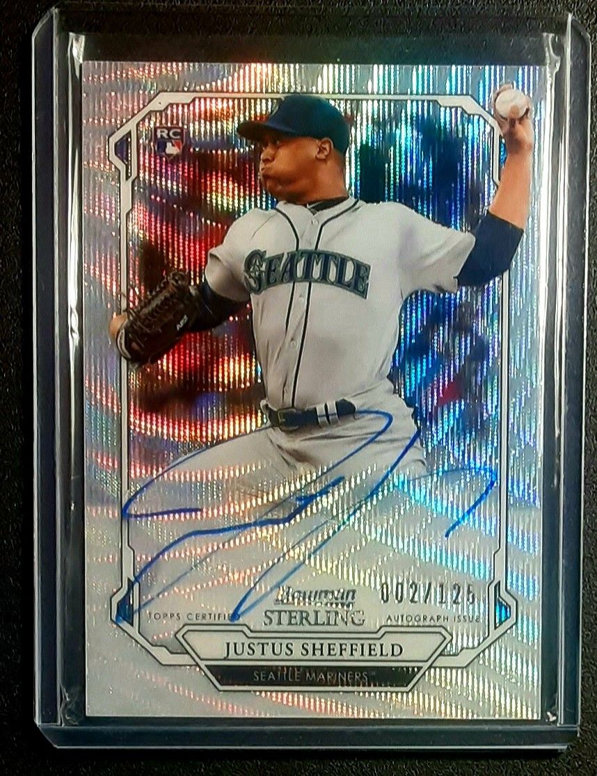 Justus Sheffield Rookie Auto Atomic Wave Refractor 2019 Bowman Sterling /125 No. BSRA-JS