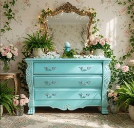 Gorgeous Ornate Turquoise Dresser