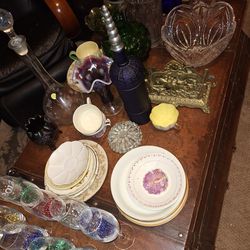 Antique Plates And Glass Ware